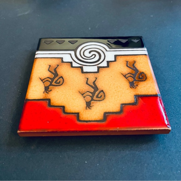 Kokopelli Masterworks Pottery Art Tile 4” Southwest Native American USA - Picture 8 of 10